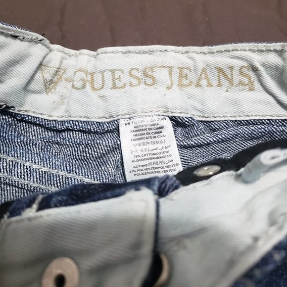 Guess Denim Jeans Dark Blue Distressed Knees Adjustable Waist Size 18 Months - Picture 7 of 7